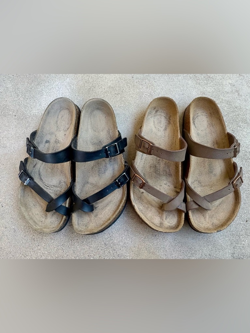Birkenstock Mayari Women EU 38/US 7.5-8 Sandals Lot Of 2 Black Brown Leather